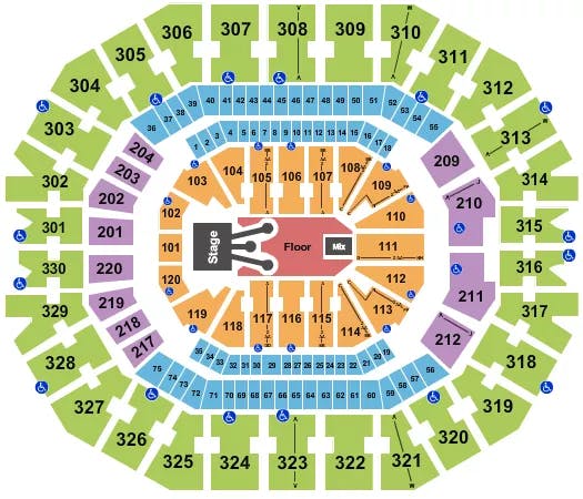 KFC YUM CENTER ROD WAVE Seating Map Seating Chart