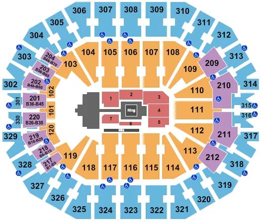 KFC YUM CENTER WWE 2 Seating Map Seating Chart