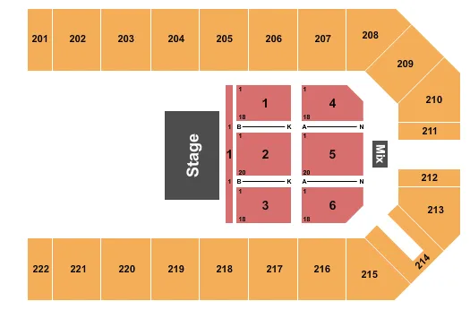 KANSAS STAR EVENT CENTER ARENA HALF HOUSE 2 Seating Map Seating Chart