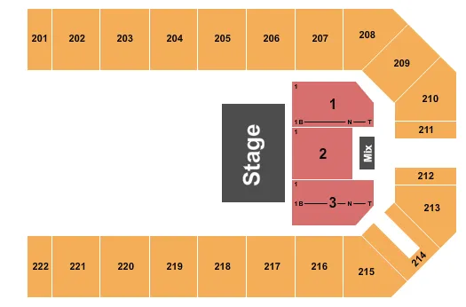 KANSAS STAR EVENT CENTER ARENA QUARTER HOUSE Seating Map Seating Chart