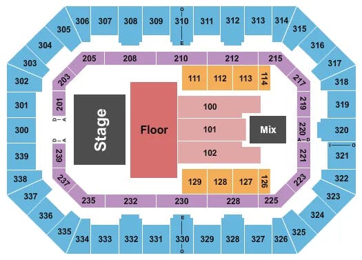  JUSTIN MOORE Seating Map Seating Chart