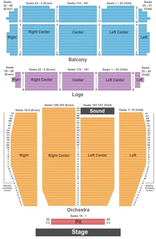 LANDMARK THEATRE SYRACUSE END STAGE Seating Map Seating Chart