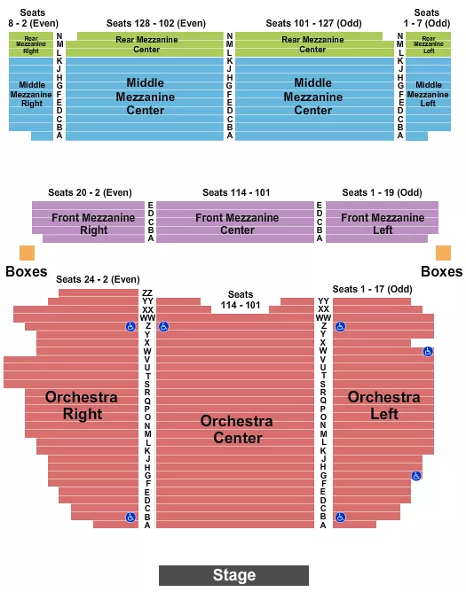 LUNT FONTANNE THEATRE ENDSTAGE 1 Seating Map Seating Chart