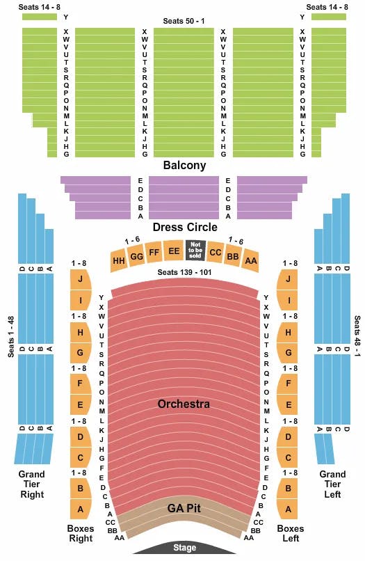 LYRIC OPERA HOUSE MD END STAGE GA PIT Seating Map Seating Chart