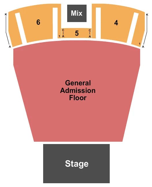 MGM NORTHFIELD PARK CENTER STAGE ENDSTAGE GA FLOOR Seating Map Seating Chart