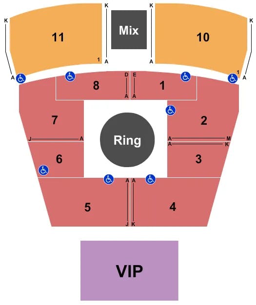 MGM NORTHFIELD PARK CENTER STAGE BOXING Seating Map Seating Chart