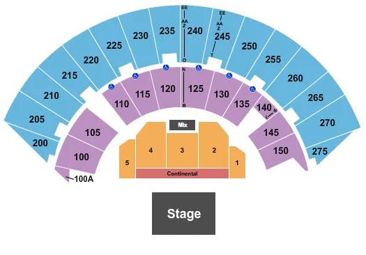  ENDSTAGE CONTINENTAL Seating Map Seating Chart