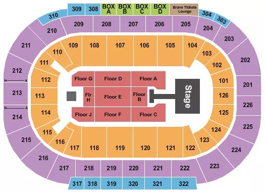  ENDSTAGE W CATWALK Seating Map Seating Chart