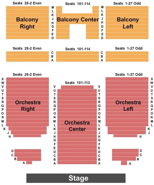 MIDLAND THEATRE OH END STAGE Seating Map Seating Chart