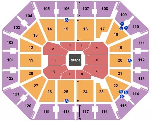 MOHEGAN SUN ARENA CT CENTER STAGE Seating Map Seating Chart
