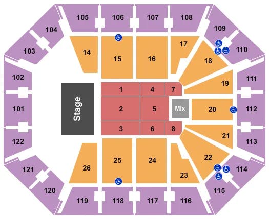 MOHEGAN SUN ARENA CT ENDSTAGE 4 Seating Map Seating Chart