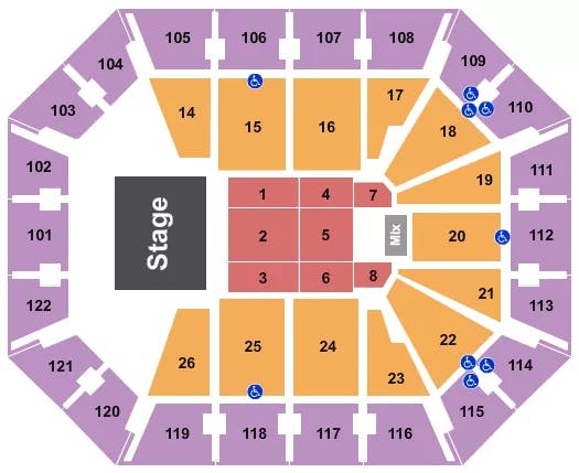 MOHEGAN SUN ARENA CT ENDSTAGE 5 Seating Map Seating Chart