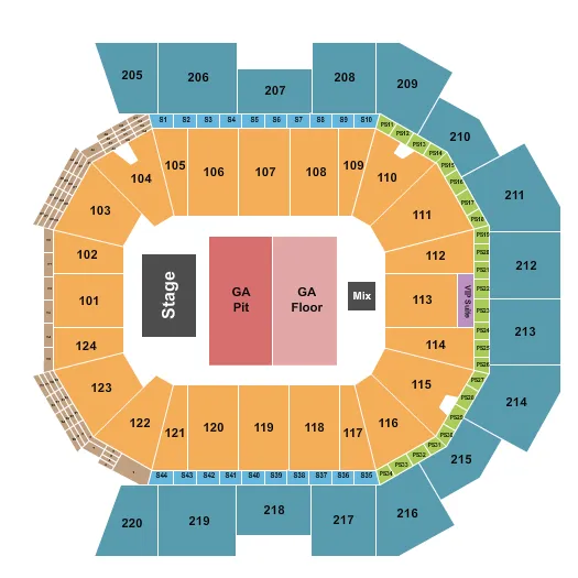 ENDSTAGE GA PIT GA FLOOR Seating Map Seating Chart