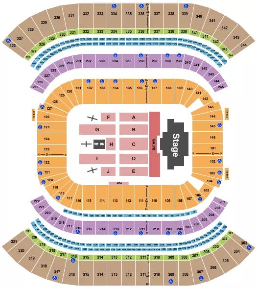 NISSAN STADIUM NASHVILLE POST MALONE Seating Map Seating Chart