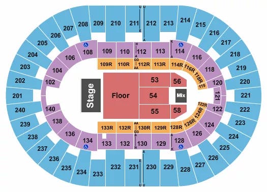  ENDSTAGE FRONT GA FLOOR Seating Map Seating Chart