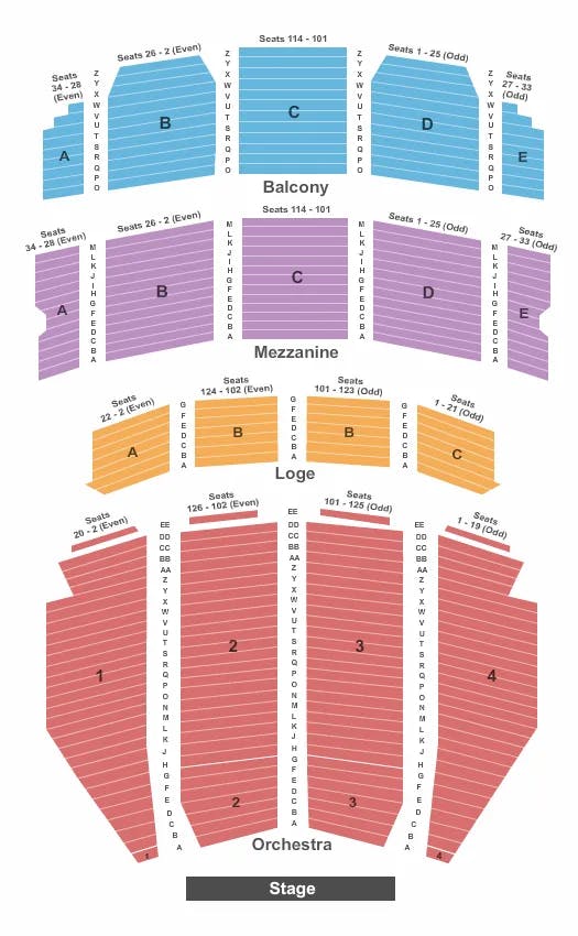 OHIO THEATRE COLUMBUS ENDSTAGE Seating Map Seating Chart