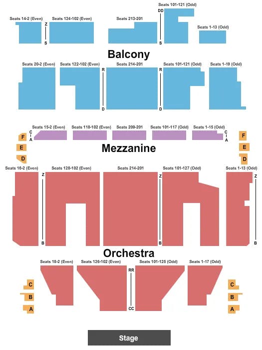 ORPHEUM THEATRE BOSTON ENDSTAGE 2 Seating Map Seating Chart