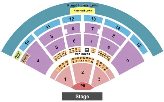 PNC MUSIC PAVILION CHARLOTTE END STAGE GA PIT Seating Map Seating Chart
