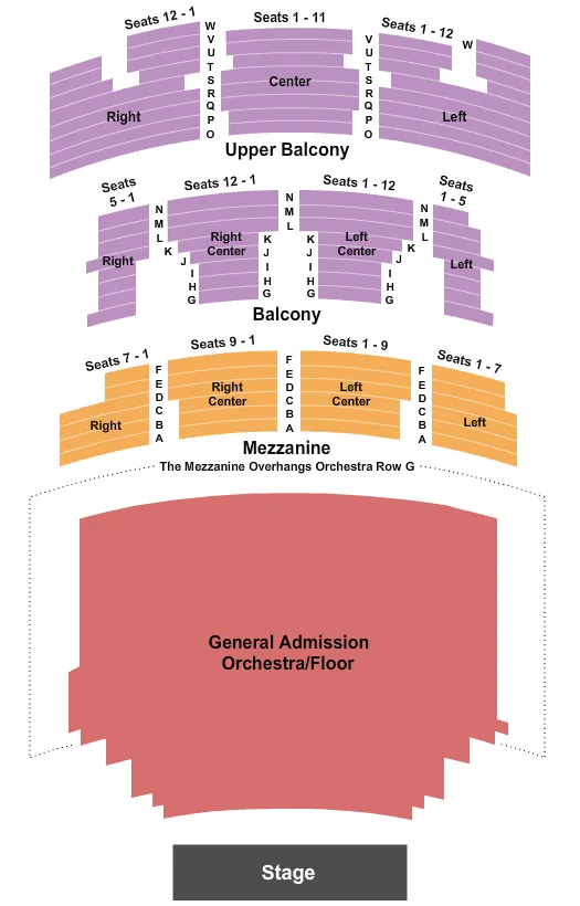 PARAMOUNT THEATRE AUSTIN TX ENDSTAGE GA FLOOR Seating Map Seating Chart