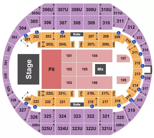  END STAGE PIT Seating Map Seating Chart