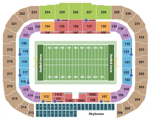 RED BULL ARENA NJ FOOTBALL Seating Map Seating Chart