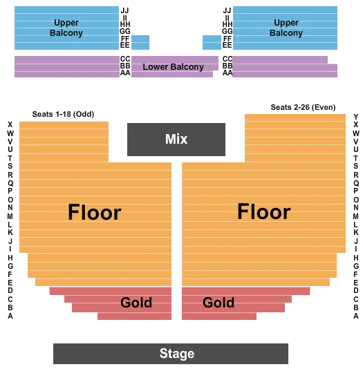 RIALTO THEATRE TUCSON ENDSTAGE GOLD Seating Map Seating Chart