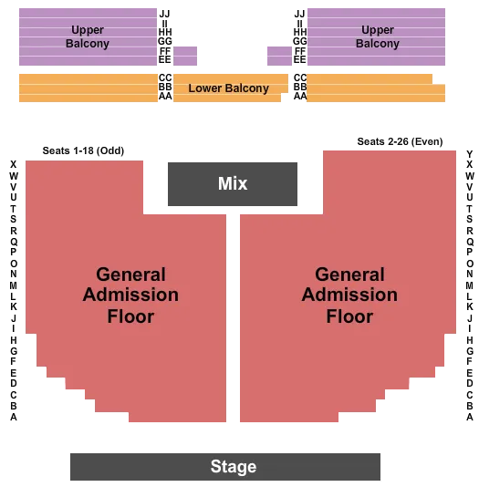 RIALTO THEATRE TUCSON ENDSTAGE GA FLOOR Seating Map Seating Chart