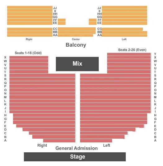 RIALTO THEATRE TUCSON AARON LEWIS Seating Map Seating Chart