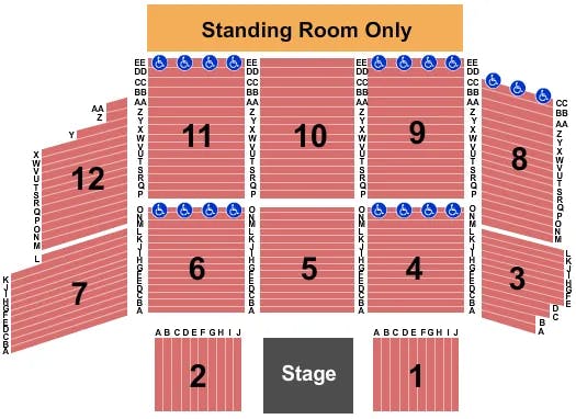 RIVERS CASINO EVENT CENTER AT THE RIVERS CASINO PITTSBURGH END STAGE Seating Map Seating Chart