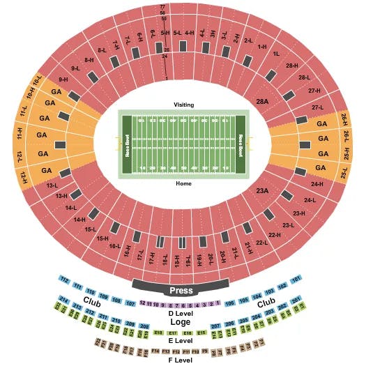 ROSE BOWL STADIUM PASADENA FOOTBALL Seating Map Seating Chart