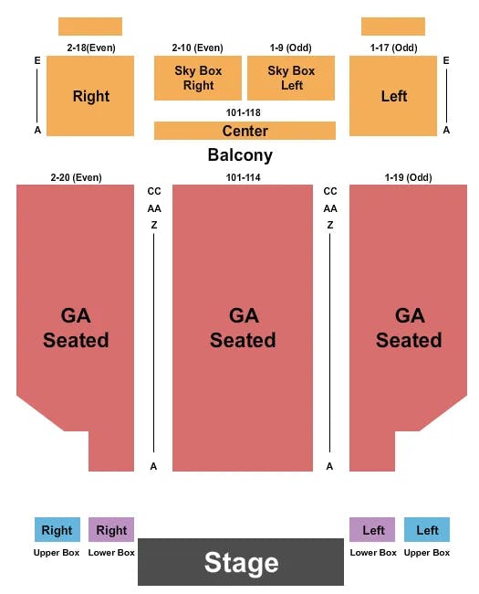  ENDSTAGE GA SEATED RESV BALC Seating Map Seating Chart