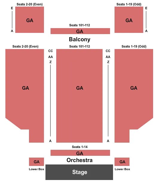  GENERAL ADMISSION Seating Map Seating Chart