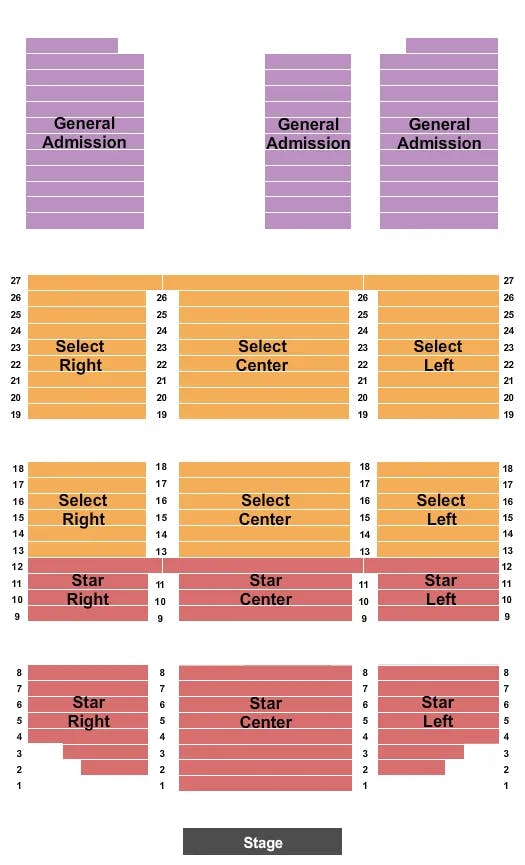 SHOOTING STAR CASINO HOTEL EVENT CENTER END STAGE Seating Map Seating Chart