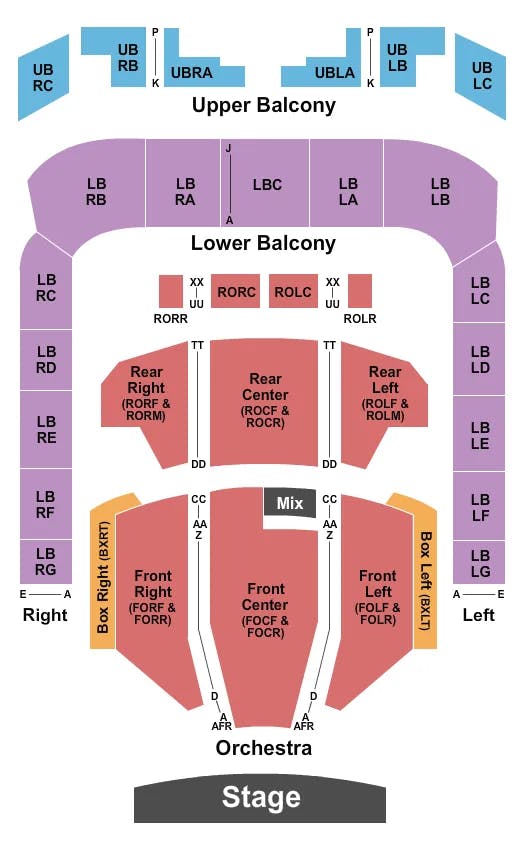 SOLDIERS SAILORS MEMORIAL AUDITORIUM END STAGE Seating Map Seating Chart