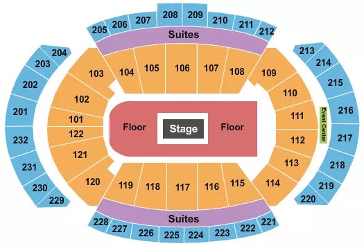 T MOBILE CENTER CENTER STAGE 3 Seating Map Seating Chart