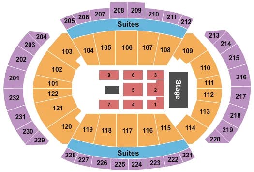 T MOBILE CENTER ENDSTAGE 3 Seating Map Seating Chart