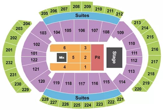 T MOBILE CENTER ENDSTAGE PIT Seating Map Seating Chart