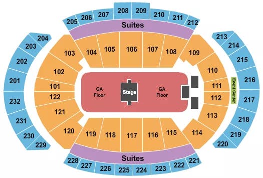 T MOBILE CENTER ZACH BRYAN Seating Map Seating Chart