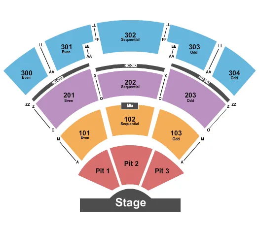 ST AUGUSTINE AMPHITHEATRE ENDSTAGE Seating Map Seating Chart