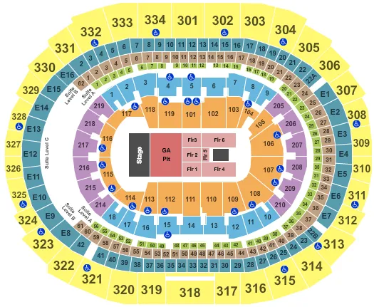 CRYPTOCOM ARENA ENDSTAGE GA PIT Seating Map Seating Chart