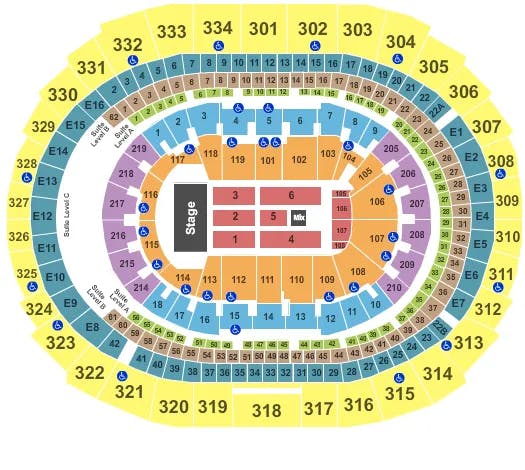 CRYPTOCOM ARENA END STAGE Seating Map Seating Chart