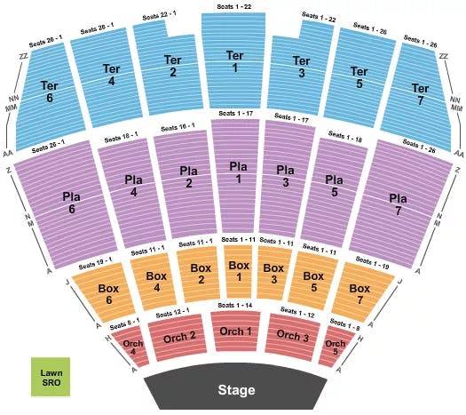 STARLIGHT THEATRE KANSAS CITY ENDSTAGE 2022 Seating Map Seating Chart