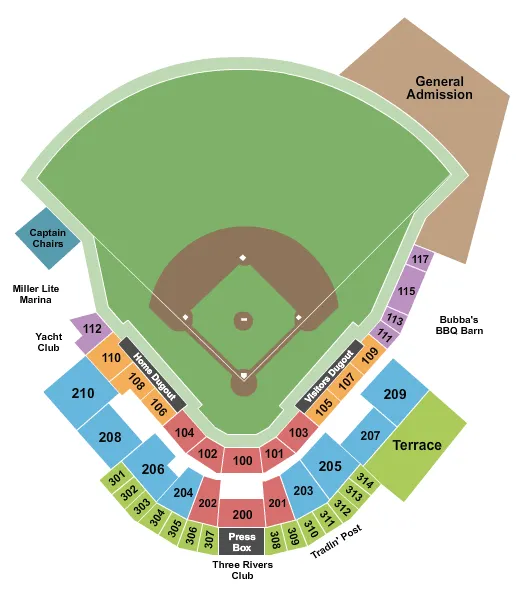  BASEBALL Seating Map Seating Chart