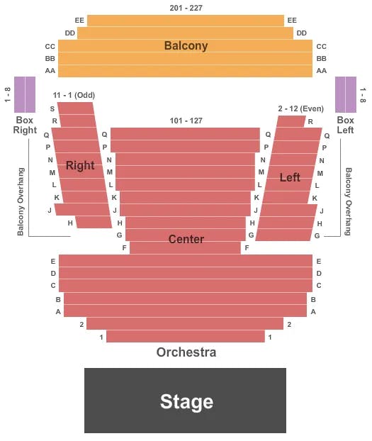 STATE THEATER STATE COLLEGE ENDSTAGE Seating Map Seating Chart