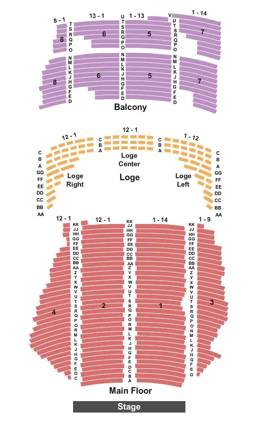 STATE THEATRE MN END STAGE Seating Map Seating Chart