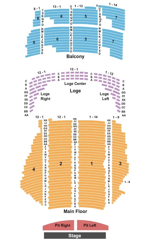 STATE THEATRE MN ENDSTAGE W PIT Seating Map Seating Chart