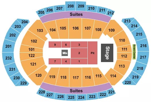 T MOBILE CENTER KORN Seating Map Seating Chart