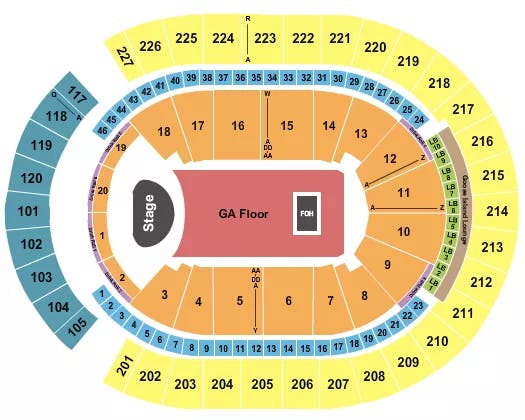 T MOBILE ARENA END STAGE GA 2 Seating Map Seating Chart