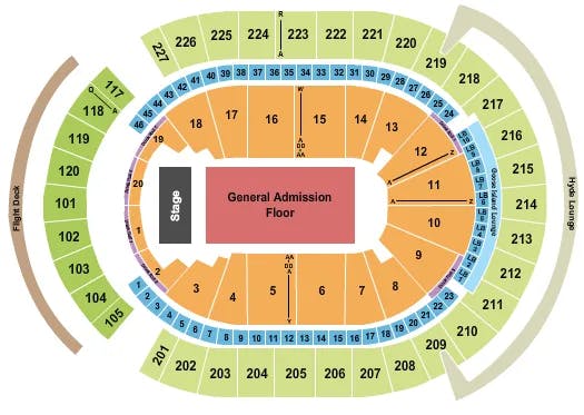 T MOBILE ARENA END STAGE GA Seating Map Seating Chart