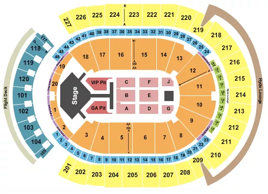 T MOBILE ARENA ENDSTAGE PIT VIP Seating Map Seating Chart
